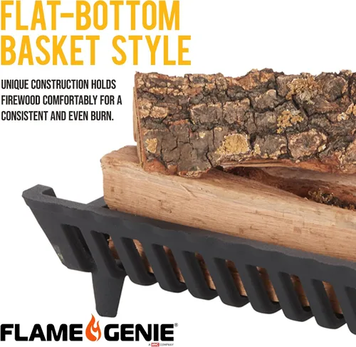 Miniatura 5 de Flame Genie Rejilla de chimenea de hierro fundido resistente, espacio libre de 1 ½ pulgadas, 15 pulgadas