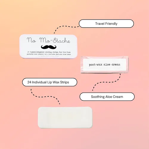 Miniatura 3 de No Mo-Stache Shark Tank - Tiras de cera de labios para depilación, 24 tiras de cera hipoalergénicas para labio superior, barbilla, cejas y cara