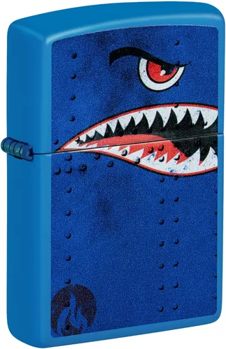 Miniatura 3 de Encendedor Zippo, arte de nariz de avión de combate, dientes de tiburón - Verde mate 80976