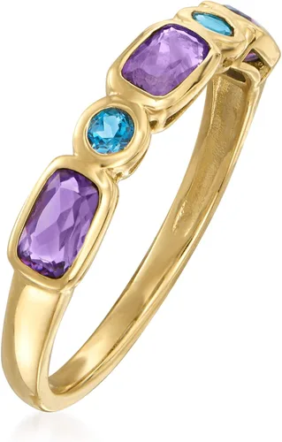 Miniatura 3 de Ross-Simons Anillo de amatista de 0,70 quilates y topacio azul Londres de 0,10 quilates en oro amarillo de 14 quilates