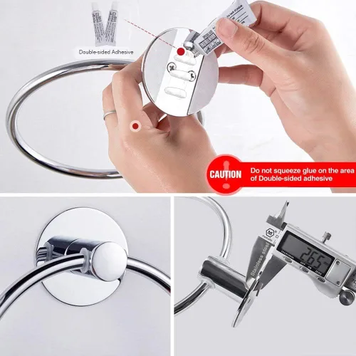 Miniatura 3 de Anillo de toalla adhesivo autoadhesivo para toalla de mano, de acero inoxidable, soporte para toalla de baño, soporte de pared Hh-r1111