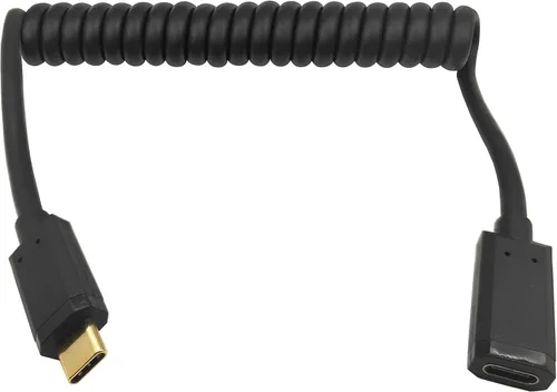 Cable USB 3.1 tipo C en espiral, USB-C macho a USB-C hembra, cable espiral de resorte en espiral 3A 10Gbps de carga rápida, cable de extensión de