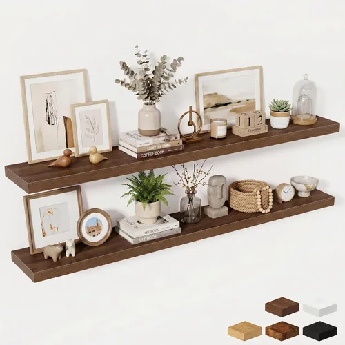 Miniatura 108 de Estantes flotantes de 48 pulgadas para pared, estante de chimenea de 10 pulgadas de profundidad, estantes flotantes de madera para pared, estantes
