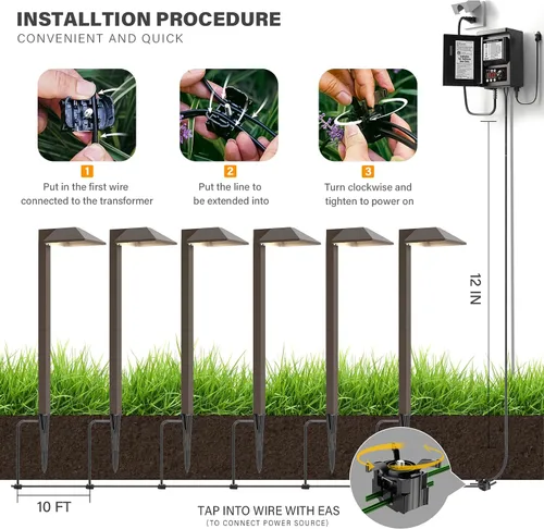 Miniatura 4 de Conector de cable para divisor de cable de bajo voltaje, paquete de 4 conectores de terminales de iluminación de paisaje al aire libre 8150-9801-04