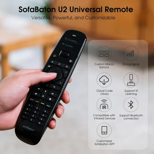 Miniatura 2 de SofaBaton Control remoto universal U2 con botón retroiluminado y rueda de desplazamiento mejorada, control remoto universal todo en uno con control