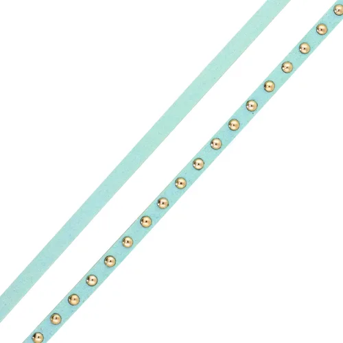 Miniatura 3 de Mandala Crafts Cordones de gamuza sintética para fabricación de joyas, 20 yardas, tiras de cordones de cuero con tachuelas doradas, cuerdas planas