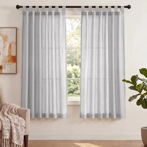 Miniatura 10 de PrinceDeco Cortinas de Lino de 63 Pulgadas de Largo con Trabillas Superiores Paneles de Tratamientos para Ventanas Semi Transparentes de Filtrado