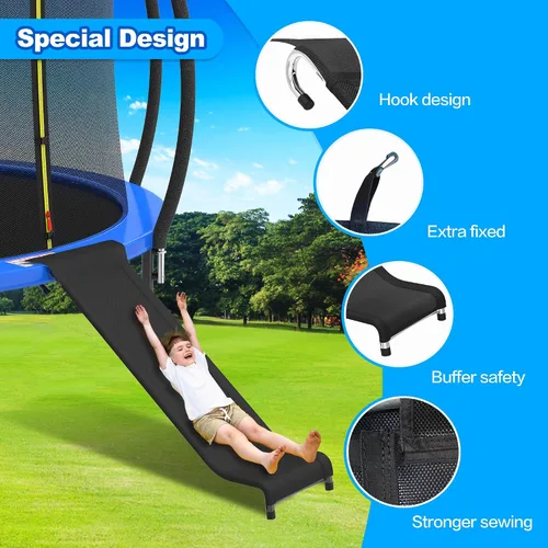 Miniatura 6 de Kit de diapositivas de escalera de trampolín, escalera universal de 3 escalones y tobogán amortiguador, escaleras universales para trampolín