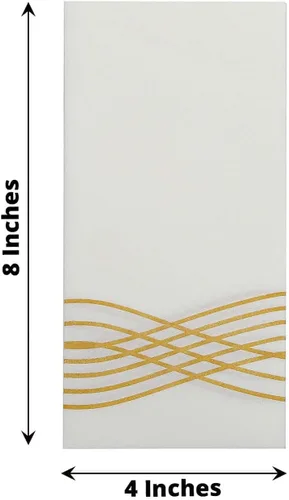 Miniatura 3 de Efavormart - Paquete de 20 servilletas desechables de papel de lino suave de papel de lino Airlaid de lámina dorada, color blanco Oro