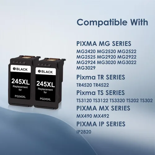 Miniatura 2 de PG-245XL - Cartuchos de tinta negra de repuesto para Canon 245XL para impresora PIXMA MG2420 MG2520 MG2522 MG2920 MG2922 MG3029 TS202 TS3122 TR4520