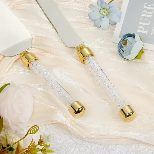 Miniatura 5 de Juego de cuchillo y servidor personalizado para pastel de boda, juego de corte de pastel de cristal grabado, cortador de pastel plateado, cuchillo