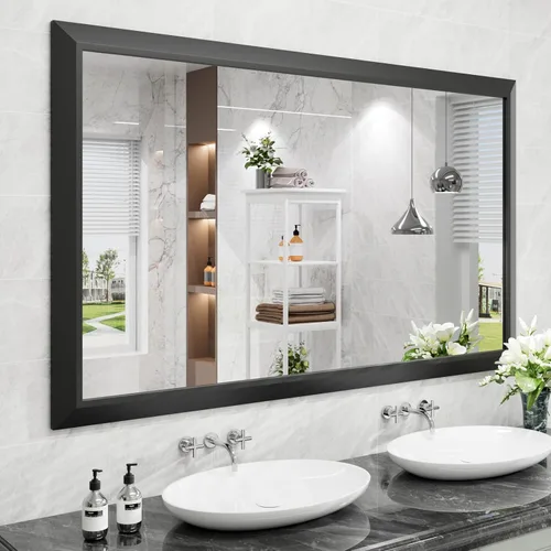 Miniatura 37 de Amorho Espejo de Baño Negro, Espejos de Pared de 24x30 Pulgadas con Marco de Metal Grueso para Sobre el Fregadero, Dormitorio, Sala de Estar