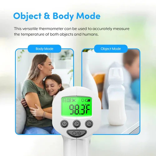 Miniatura 9 de Termómetro de frente infrarrojo sin contacto de grado médico FSA-HSA elegible, resistente, termómetro digital tipo pistola para adultos y bebés, Gris