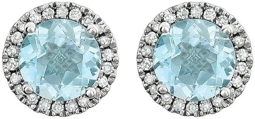 Miniatura 2 de Aretes de topacio azul cielo y diamantes de 18 quilates (0.319in x 0.319in)