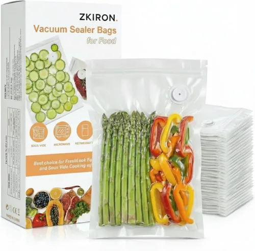 Miniatura 12 de ZKIRON Bolsas reutilizables selladoras al vacío para alimentos, paquete de 20 – Bolsas de almacenamiento de alimentos extra grandes, sin BPA, doble