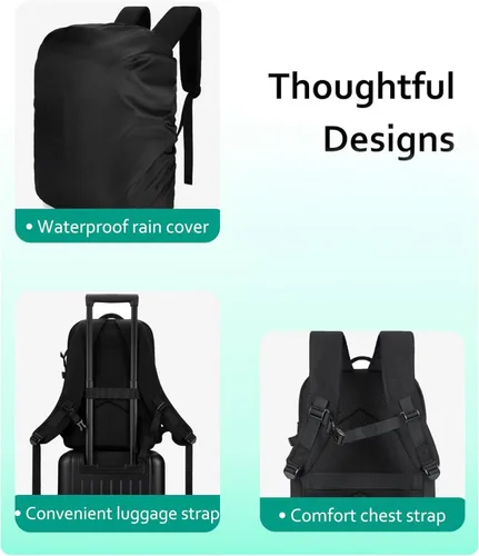 Miniatura 5 de BAGSMART Bolsa para cámara, mochila para cámara DSLR SLR para laptop de hasta 15.6 pulgadas, funda para cámara para fotógrafos con cubierta Negro