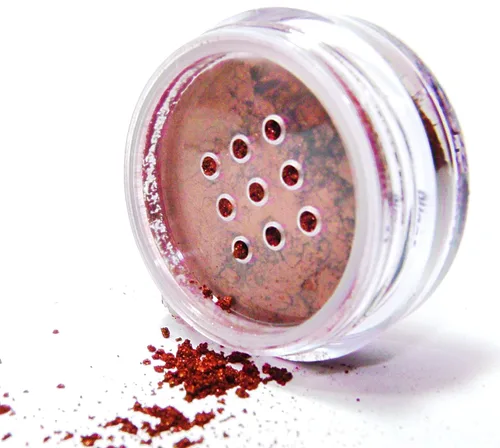 Miniatura 10 de Pure Ziva Adobe Glaze - Pigmento de polvo suelto de sombra de ojos en color bronce cobrizo, color rojo claro, rosa, maceta de polvo mineral con una