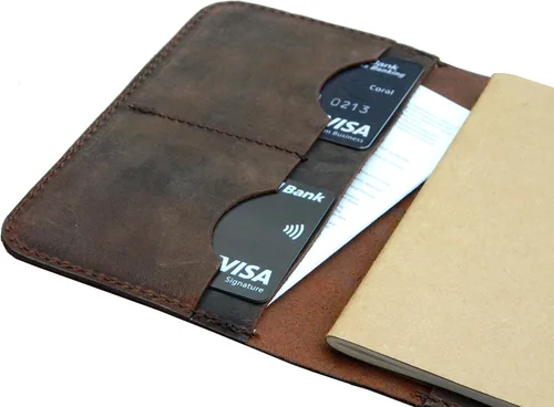 Miniatura 4 de Funda de cuero para diario de notas de campo, Moleskine, hecha a mano para cuadernos de 3.5 x 5.5 pulgadas (marrón crujiente)