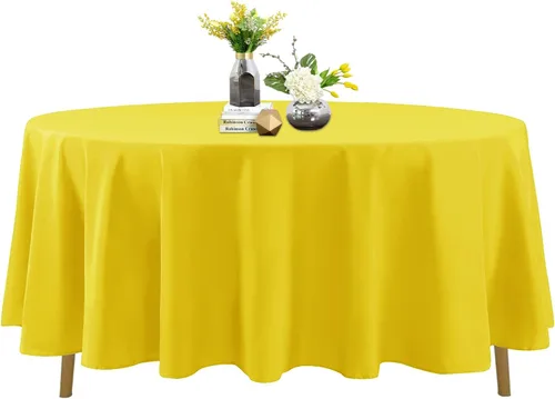 Miniatura 81 de Mantel de poliéster lavable de 90 pulgadas, resistente a las manchas y a las arrugas, mantel decorativo para mesa de comedor, fiestas de bufé y Negro