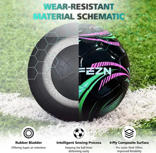 Miniatura 2 de MGZFEZN Youth Soccer Ball Size 3/4/5, Kids Outdoor Play Game Training Practice Soccer Ball for Teen Boy Girl Indoor Outdoor with 1 Pump 1 Net Bag