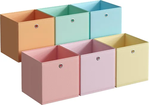 Miniatura 12 de SONGMICS Cubos de almacenamiento, juego de 6 cajas de almacenamiento plegables sin olor, 10.2 x 10.2 x 11 pulgadas, organizadores de armario