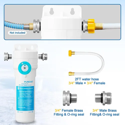 Miniatura 5 de Sistema de Filtro de Agua Externo para RV - Incluye Un Filtro Compuesto, Altamente Eficaz Reduce Sedimentos, Cloro, Mal Sabor y Olor; Adecuado