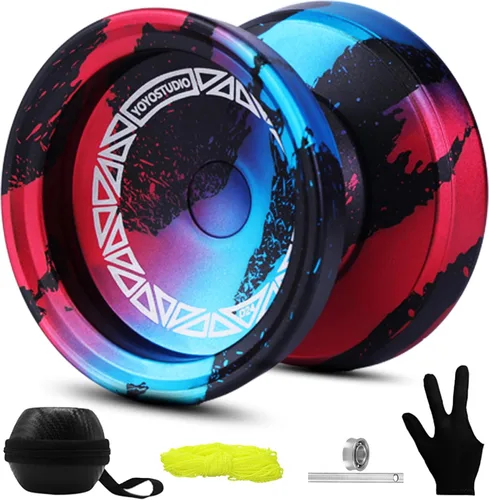Miniatura 10 de YOYOSTUDIO D24 Yoyo profesional – Yoyo de metal sensible y no responde para trucos de giro de dedos, kit completo de accesorios con kit