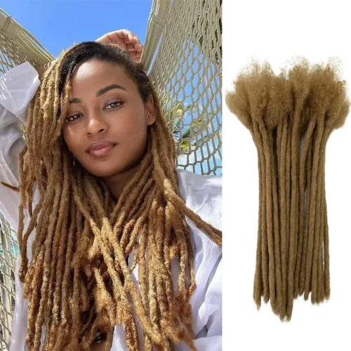 Miniatura 12 de Extensiones de rastas de cabello humano 100% real, de 0.1 in, 8 pulgadas, 10 hebras para hombres y mujeres, con cobertura de cabeza completa, hechas