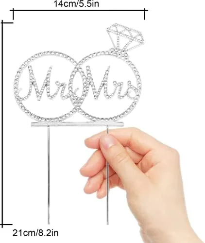 Miniatura 5 de Mr & Mrs - Decoración de pastel de compromiso de boda con diamantes de imitación para boda, compromiso, despedida de soltera, decoración de pastel