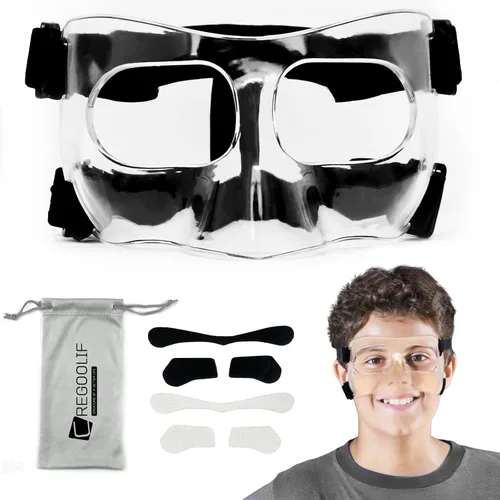 Miniatura 9 de Protector de nariz para nariz rota, máscaras protectoras para baloncesto y deportes de fútbol, máscara facial ajustable con acolchado de espuma