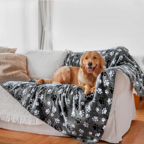 Manta impermeable para mascotas, manta para perro, estampado de patrón súper suave, cálida y esponjosa, protector de cama para sofá, automóvil, a