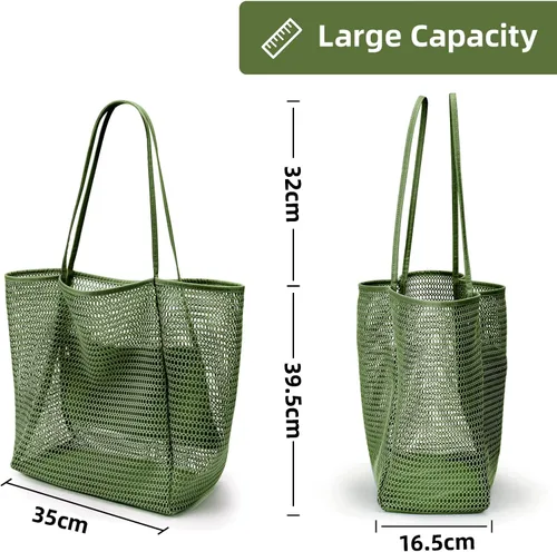 Miniatura 6 de KALIDI Bolso de Mano de Nylon de Playa con Malla, Bolso de Mano Casual Hobo para Mujer, Plegable, MAX 23L, Bolso de Hombro para Playa, Picnic