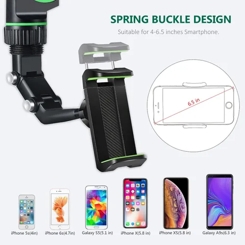 Miniatura 7 de PKYAA Soporte de teléfono para espejo retrovisor para automóvil, rotación de 360°, soporte multifuncional para teléfono y GPS, soporte universal
