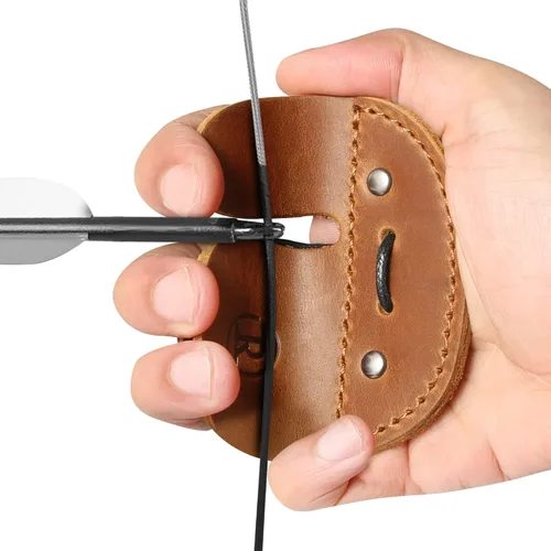Miniatura 10 de Ringsun - Pestañas de cuero para dedos de tiro con arco, protector de dedo hecho a mano para equipo de práctica de tiro, pestaña de dedos para arcos