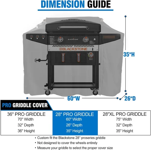 Miniatura 2 de Cubierta para parrilla Blackstone 28 pulgadas ProSeries, material resistente mejorado a roturas, cubierta culinaria plana de 60 pulgadas, cubierta