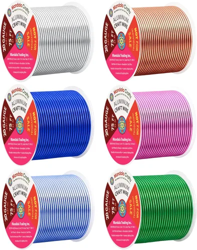 Miniatura 368 de Mandala Crafts - Alambre de aluminio anodizado de 8 calibre para hacer joyas - 9.75 m de alambre flexible negro colorido - Flexible para bonsái