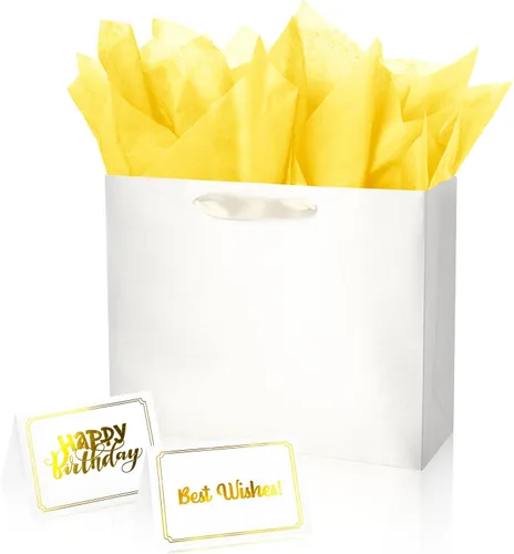 Miniatura 8 de Bolsa de regalo beige con papel de seda de color sólido sedoso para mujeres y hombres, boutique, cumpleaños, aniversario, boda, 13 pulgadas