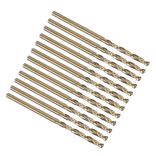 Miniatura 207 de PATIKIL Broca Jobber de 0.039 in, vástago recto M35 cobalto 5% acero de alta velocidad 135° acabado dorado para metal duro de acero inoxidable - 2
