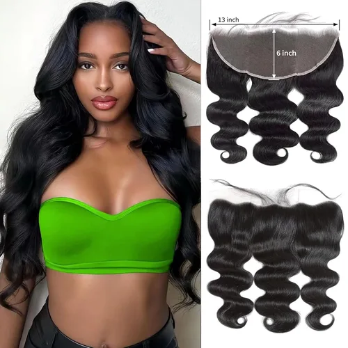 Miniatura 20 de Encaje frontal transparente HD de 13 x 6 pulgadas, prearrancado con abuelitos, línea capilar natural, cierre frontal ondulado 12A, cabello humano