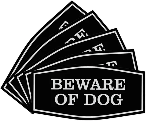 Miniatura 13 de All Quality Fancy Beware of Dog Letrero Material duradero Señales de seguridad para el hogar Fácil de instalar (negro/oro), mediano, 1 paquete