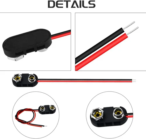 Miniatura 3 de WMYCONGCONG Paquete de 5 4 soportes de batería AA de 1.5 V con clip de batería con cable tipo I Conector a presión estándar (4AA) para tiras LED