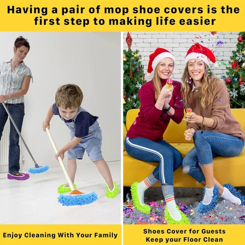 Miniatura 7 de 20 calcetines de fregona para limpieza de pisos, lavables y reutilizables, zapatos de microfibra para limpieza, pantuflas de limpieza multifunción