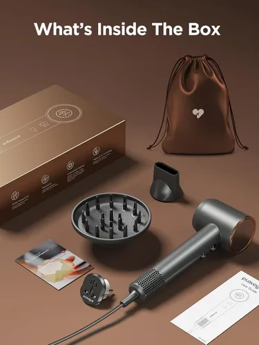 Miniatura 9 de PLAVOGUE Secador de pelo de viaje de doble voltaje con difusor, secador de pelo iónico de alta velocidad para mujeres, secado rápido, bajo ruido