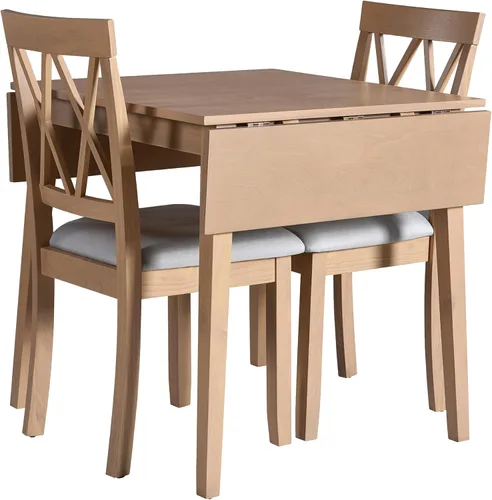 Miniatura 6 de Merax Farmhouse - Juego de comedor multifuncional de madera de 3 piezas, mesa extensible de 45.6 pulgadas con hoja caída, 2 sillas tapizadas