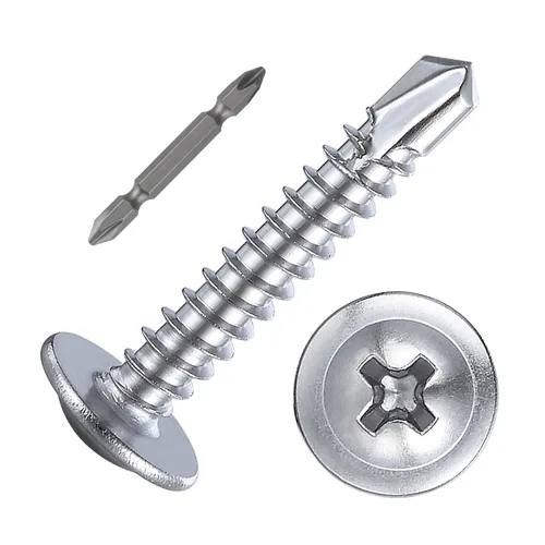 (200 piezas) Wensilon #10×1" para Tornillos Autorroscantes para Chapa Metálica de Acero Inoxidable 410 con Cabeza de Brida de Alta Resistencia de