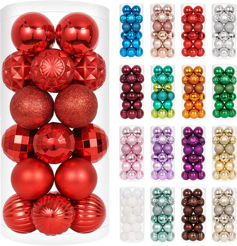 Miniatura 21 de XmasExp - Juego de 24 adornos de bola de Navidad mini irrompibles, adornos para árbol de Navidad, bolas de árbol de Navidad de 30 mm/1.18 pulgadas