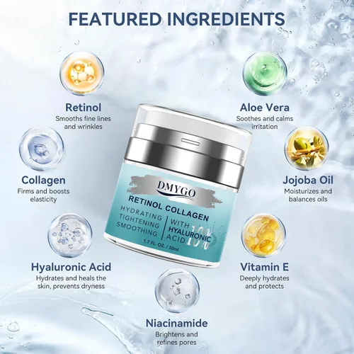 Miniatura 3 de Crema facial instantánea con retinol, colágeno y ácido hialurónico, crema de cuello para tensar y reafirmar – Hidratante facial antienvejecimiento