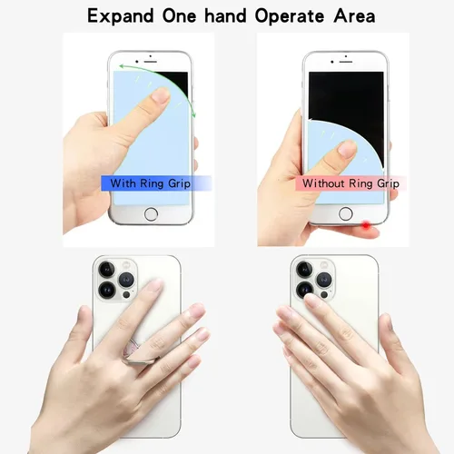 Miniatura 4 de Soporte de anillo de metal brillante para teléfono celular, rotación de 360°, soporte universal compatible con todos los teléfonos inteligentes