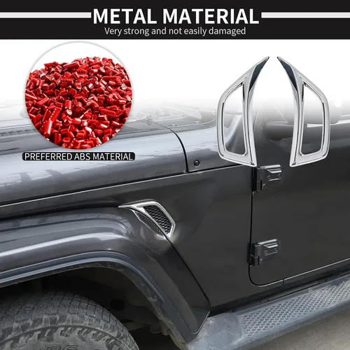 Miniatura 6 de Voodonala para Jeep JL Adorno de salida de aire acondicionado lateral para Jeep Wrangler JL JLU Gladiator JT maletero 4xe, Plata brillante (cromo)
