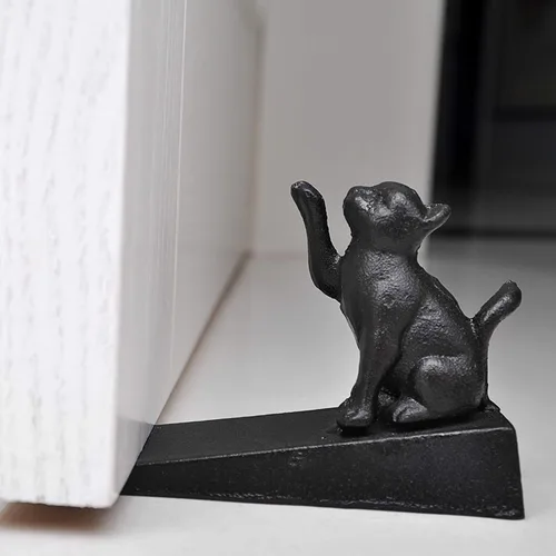 Miniatura 2 de Sumnacon 2 paradas de hierro fundido para puerta de gato, resistentes topes rústicos para puerta que evitan perforar agujeros, cuñas de puerta